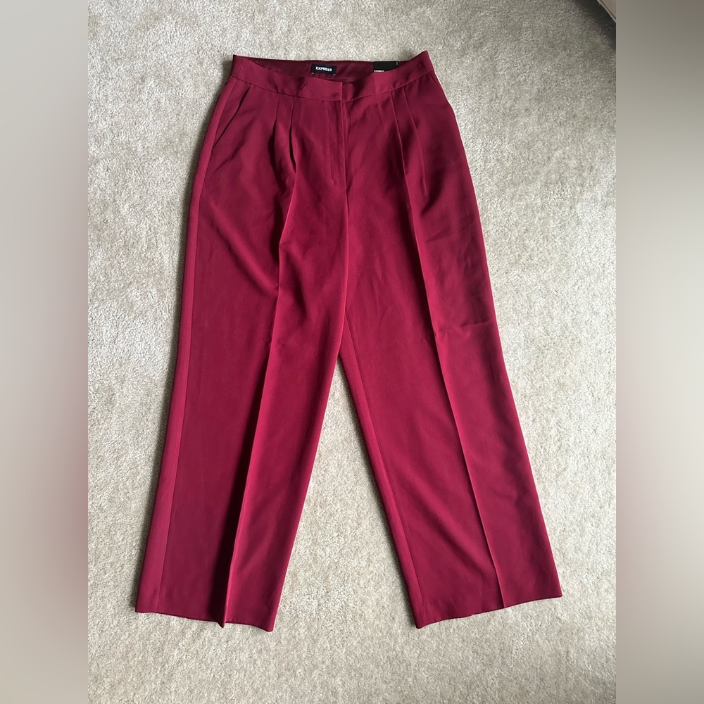 Express Women’s Burgundy High-Rise Trouser Dress Pants 14R (33x32)